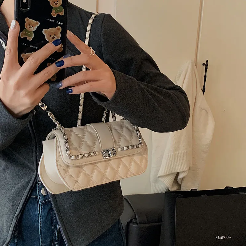 SWIMADE PU Shoulder Bag Women's Ecru/Silver/Black/Coffee-11