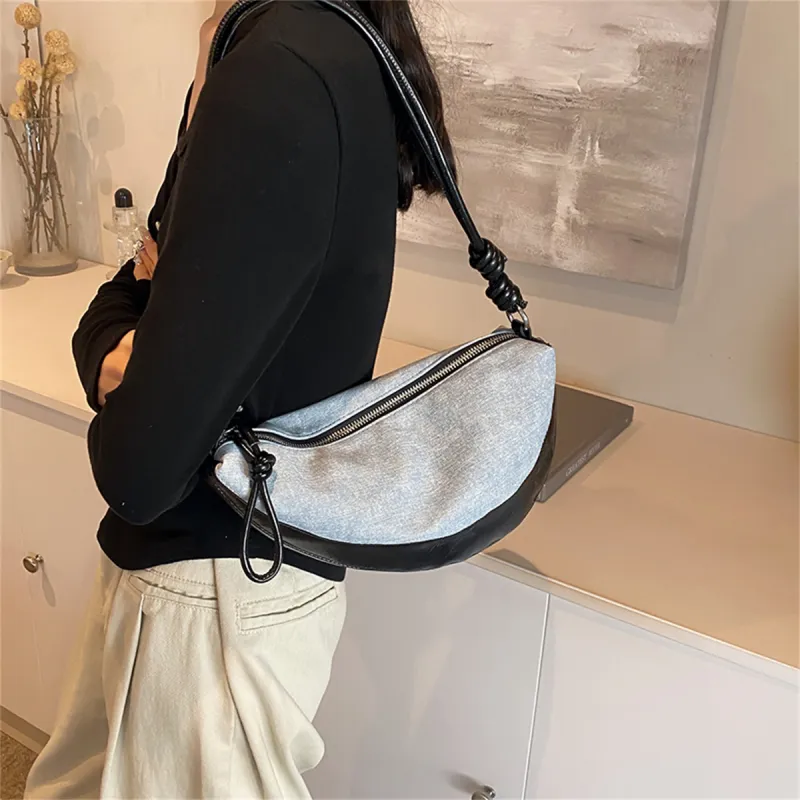 Duoluplo Doron Paul PU Crossbody Bag, Shoulder Bag Women's Denim Black/Denim Silver/Denim Brown-1