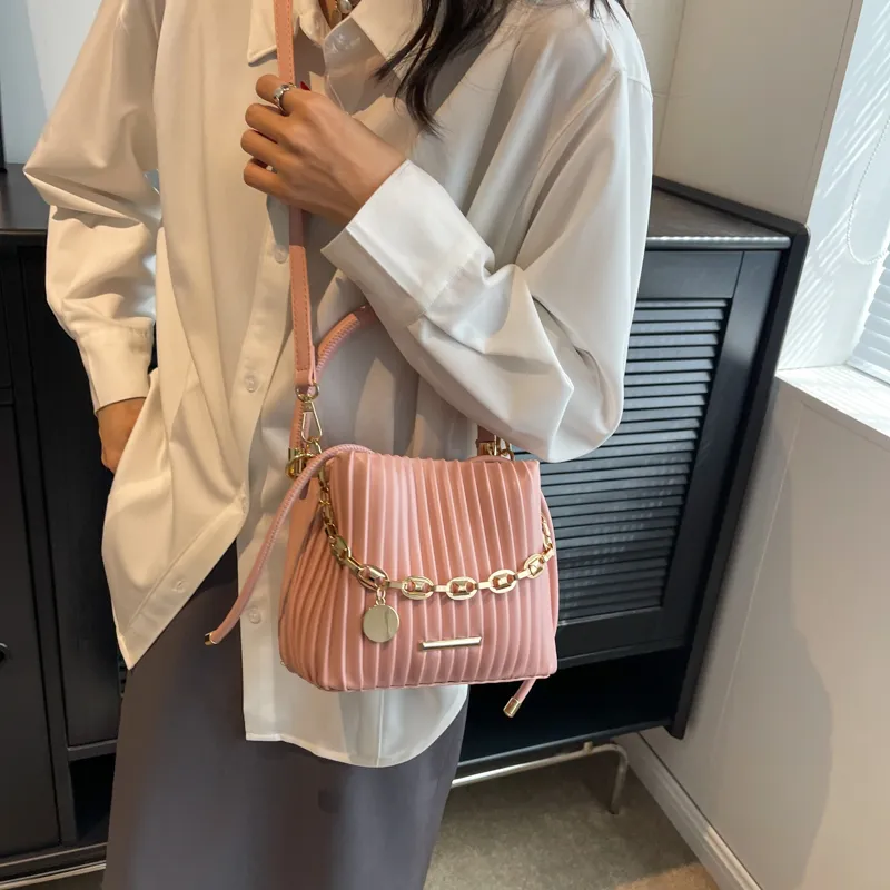 SWIMADE PU Shoulder Bag, Crossbody Bag, Handbag Regular Women's Ecru/Black/Pink-6