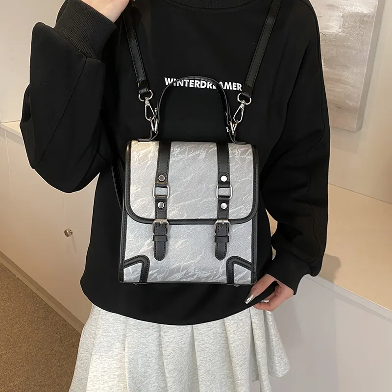SWIMADE PU Backpack Women's Black/Ecru/Coffee/Brown-43