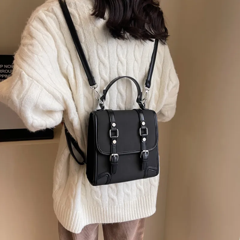 SWIMADE PU Backpack Women's Black/Ecru/Coffee/Brown-4