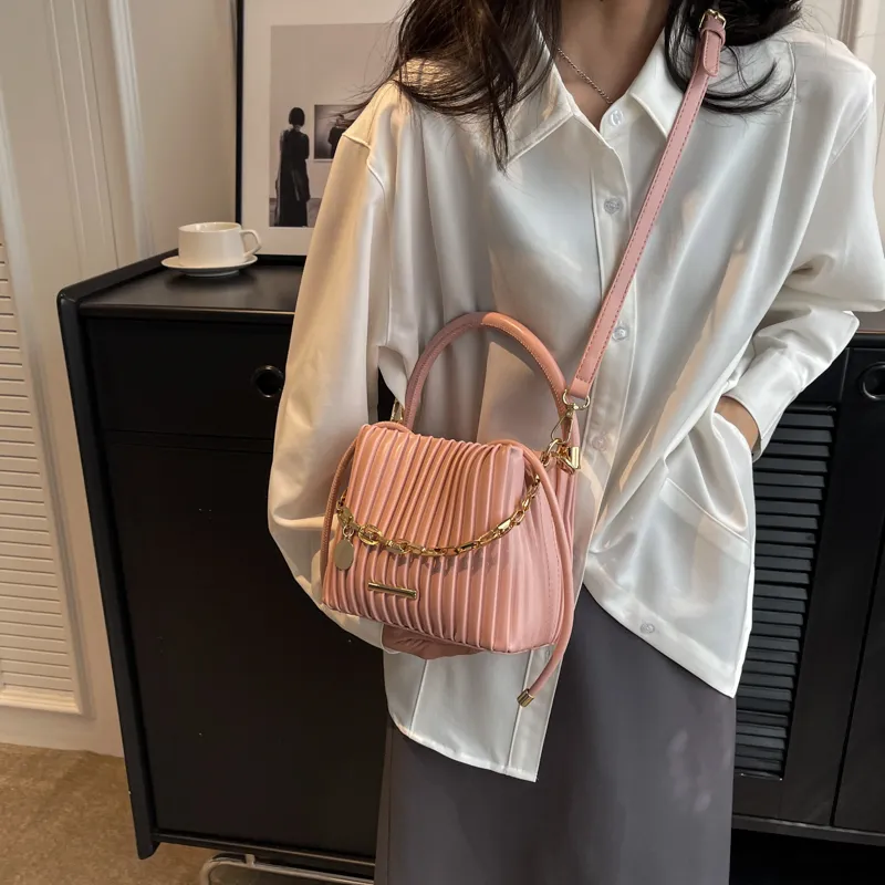 SWIMADE PU Shoulder Bag, Crossbody Bag, Handbag Regular Women's Ecru/Black/Pink-1