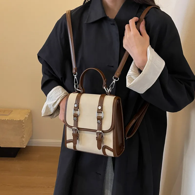 SWIMADE PU Backpack Women's Black/Ecru/Coffee/Brown-15