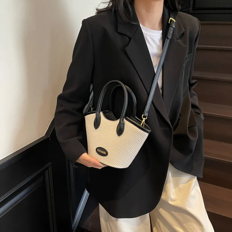 SWIMADE PU Handbag Women's Beige/Black/Black & Beige/Black & Gray-22