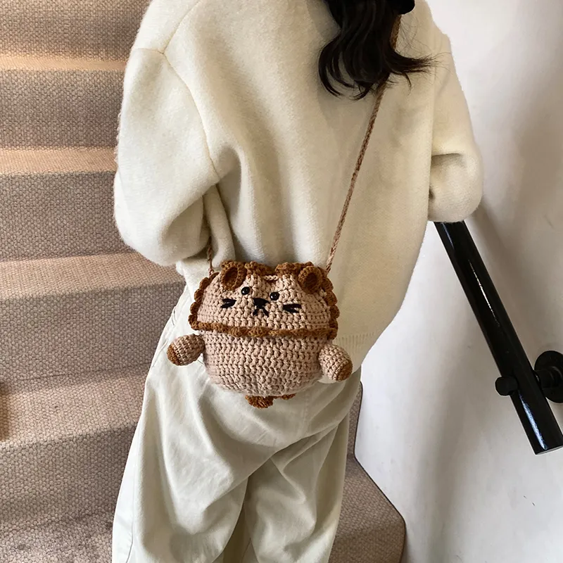 Duoluplo Doron Paul Knitted Fabric Crossbody Bag Women's Khaki-3