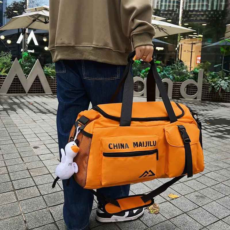 SWIMADE Nylon Travel Bag, Gym Bag, Luggage Bag, Handbag Regular Unisex Black/Gray/Yellow/Orange-1