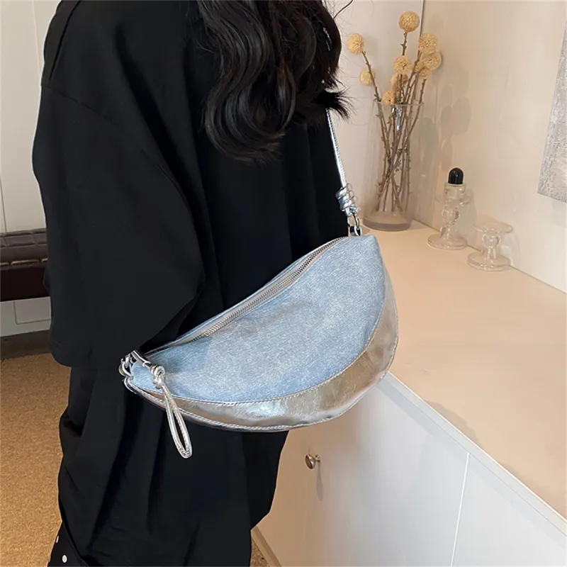 Duoluplo Doron Paul PU Crossbody Bag, Shoulder Bag Women's Denim Black/Denim Silver/Denim Brown-12