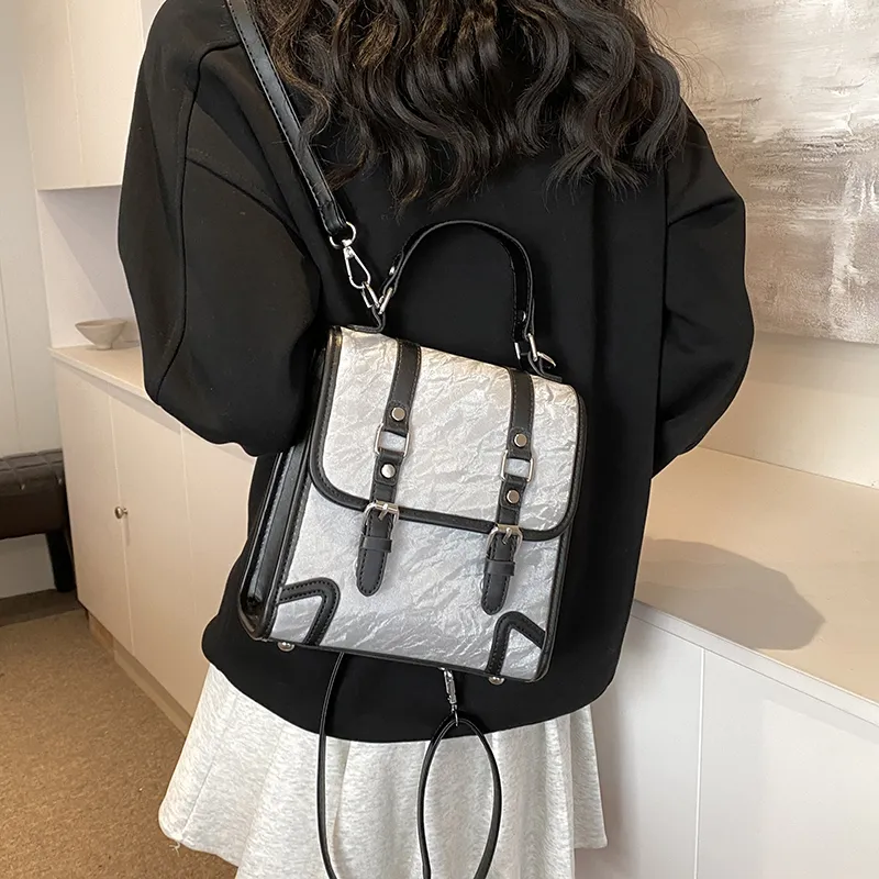 SWIMADE PU Backpack Women's Black/Ecru/Coffee/Brown-47