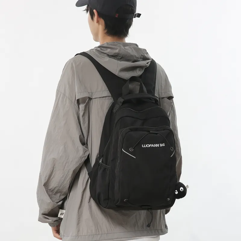 Duoluplo Doron Paul Nylon Backpack Unisex White/Black/Khaki/Lake Blue-12