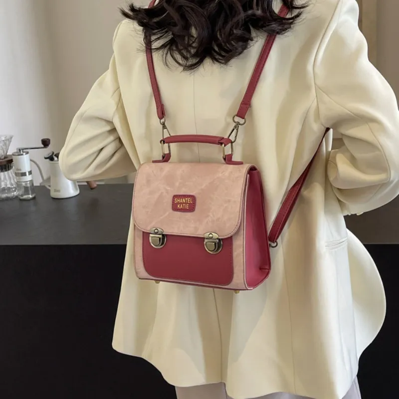 Duoluplo Doron Paul PU Backpack Regular Women's Dark Tea, Pink, Beige, Blue-6