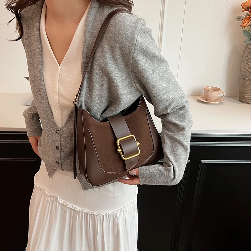 SWIMADE Suede Portable Crossbody Bag, Shoulder Bag Regular Women's Black/Burgundy/Coffee/Brown-14