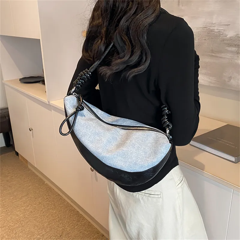 Duoluplo Doron Paul PU Crossbody Bag, Shoulder Bag Women's Denim Black/Denim Silver/Denim Brown-3
