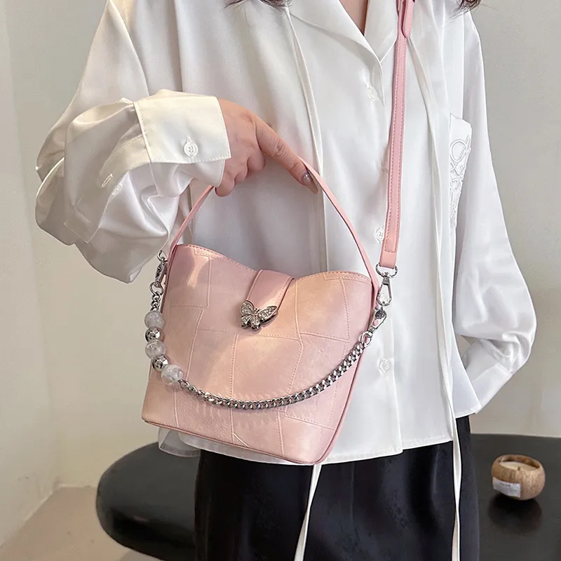 SWIMADE PU Handbag Women's Ecru/Blue/Pink-4