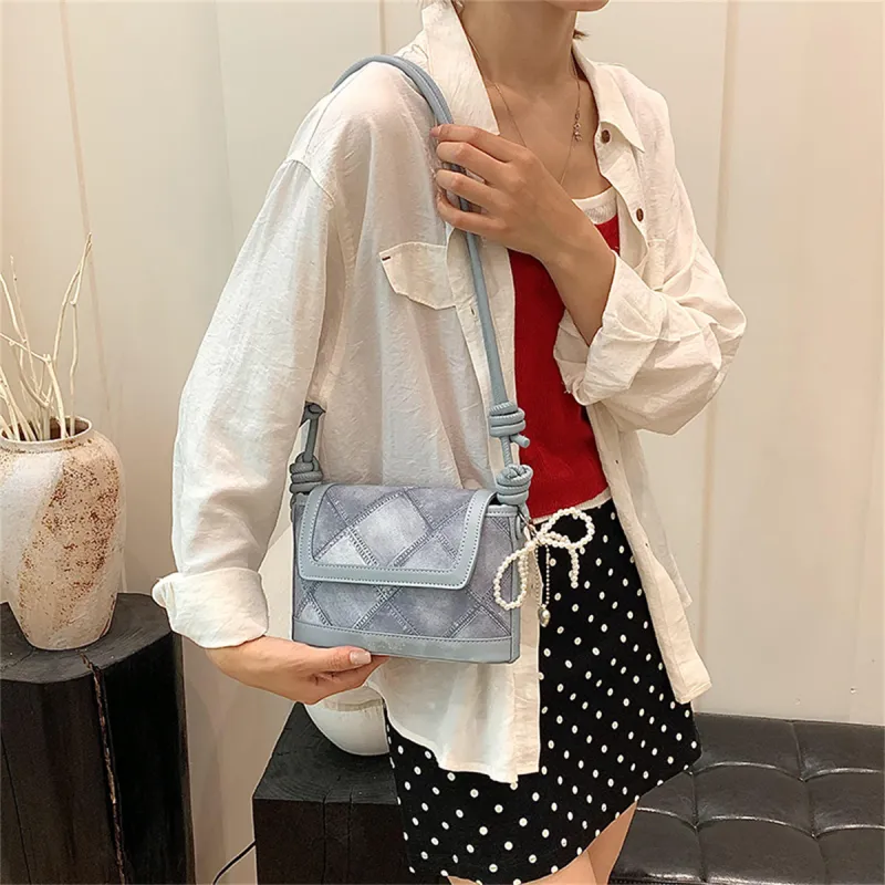 Duoluplo Doron Paul PU Shoulder Bag Women's Black/Ecru/Silver/Blue-22