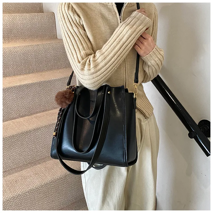 SWIMADE PU Shoulder Bag Women's Black/Coffee/Mocha-5