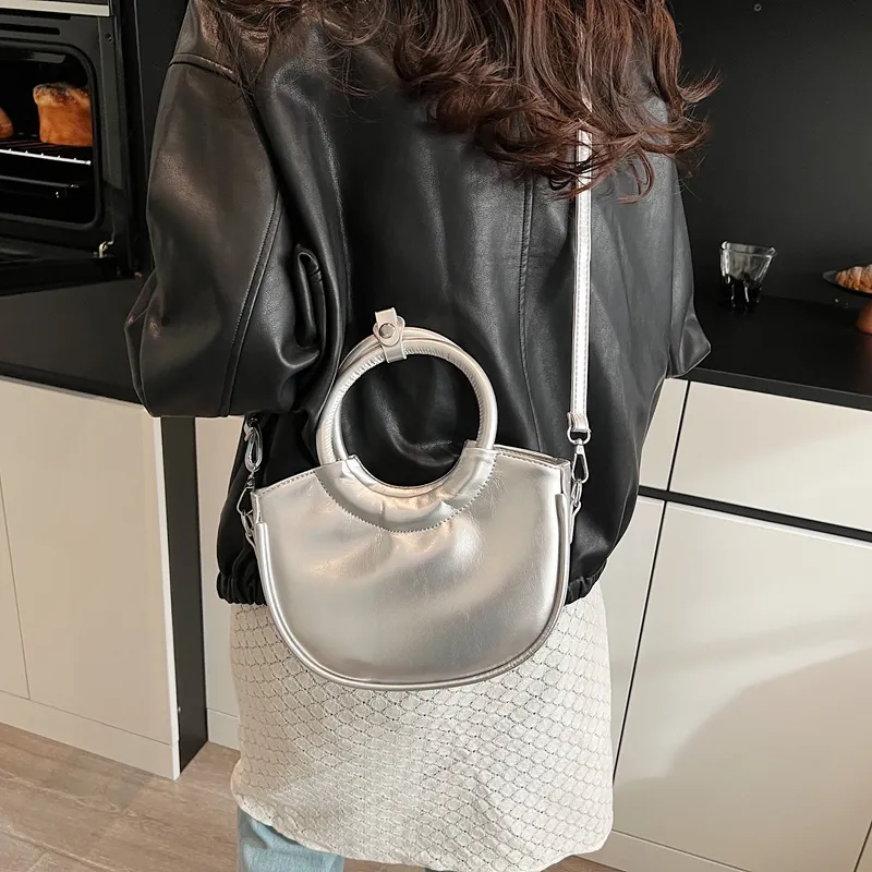 SWIMADE PU Handbag Regular Women's Ecru/Silver/Black/Khaki/Pink-6
