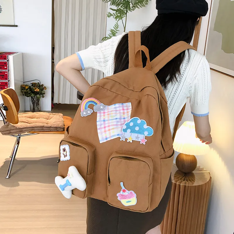 Duoluplo Doron Paul Nylon Backpack Regular Women's Brown/White-1