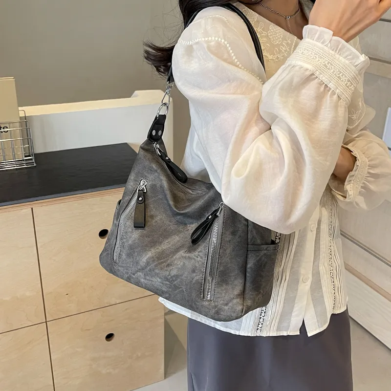 SWIMADE PU Handbag, Shoulder Bag Women's Denim Green/Denim Blue/Dark Tea/Ecru-11