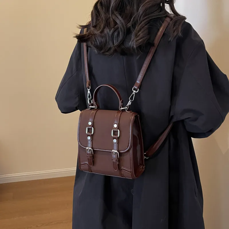 SWIMADE PU Backpack Women's Black/Ecru/Coffee/Brown-11