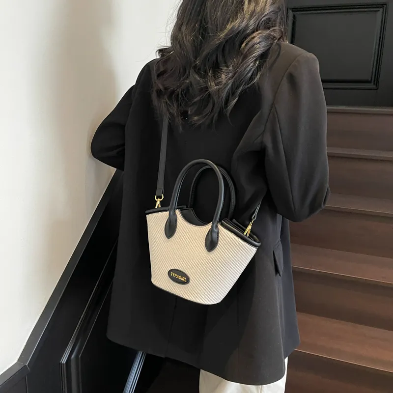 SWIMADE PU Handbag Women's Beige/Black/Black & Beige/Black & Gray-23