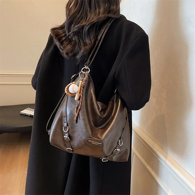 SWIMADE PU Double Shoulder Portable Crossbody Bag, Shoulder Bag Women's Black/Brown/Coffee-13