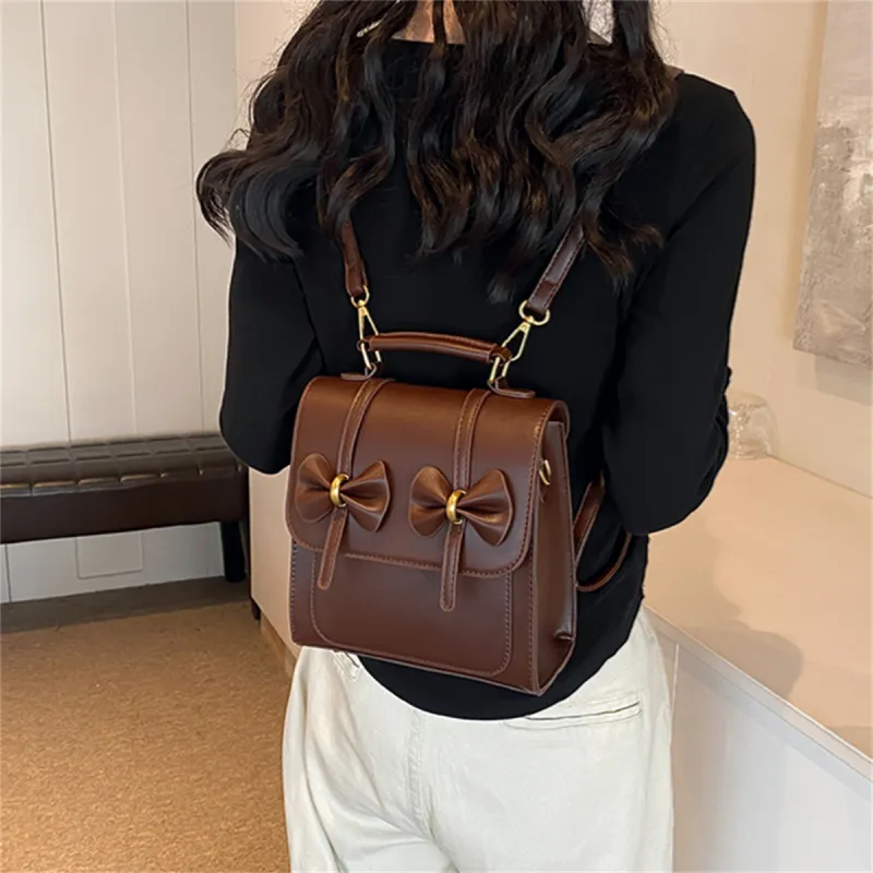 Duoluplo Doron Paul PU Backpack Regular Women's Coffee/Black/Silver/Red-3