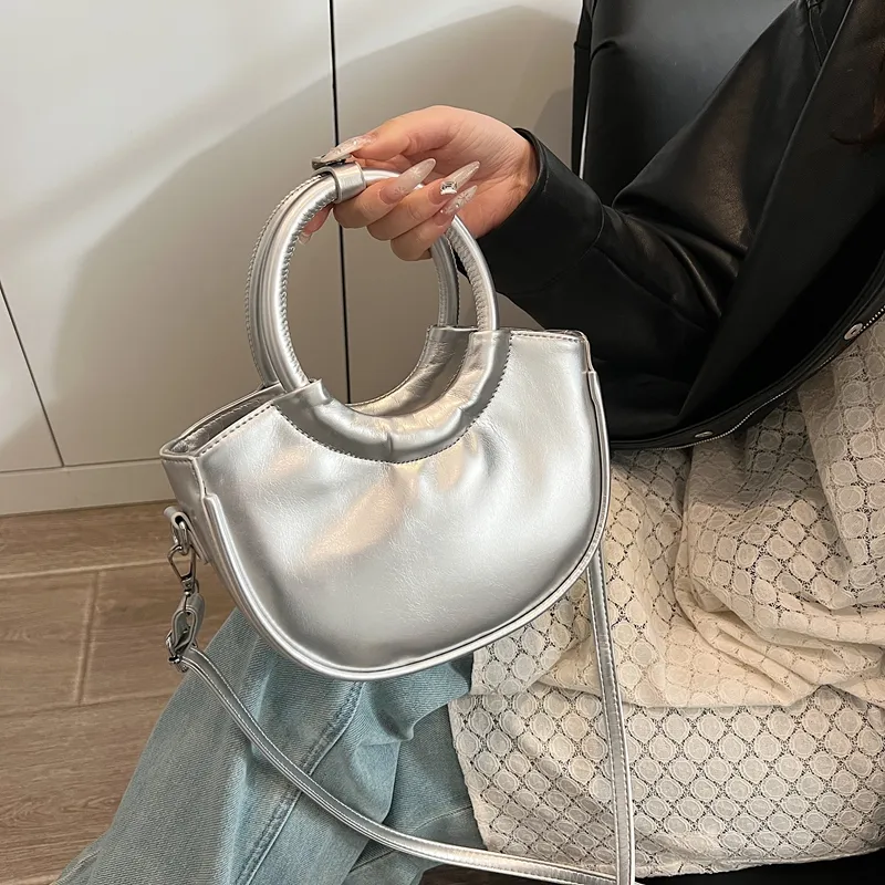 SWIMADE PU Handbag Regular Women's Ecru/Silver/Black/Khaki/Pink-1