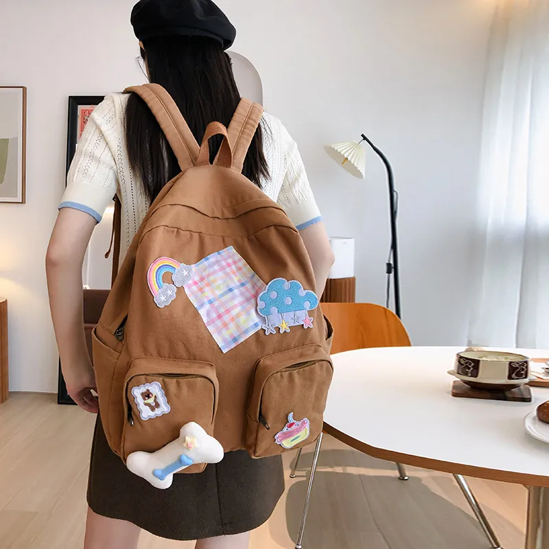 Duoluplo Doron Paul Nylon Backpack Regular Women's Brown/White-5