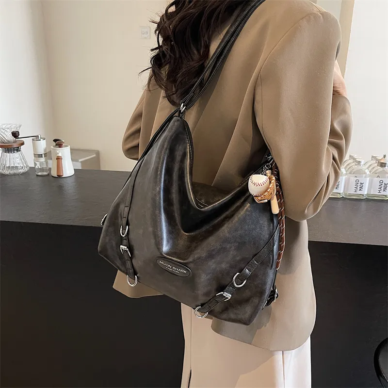 SWIMADE PU Double Shoulder Portable Crossbody Bag, Shoulder Bag Women's Black/Brown/Coffee-16