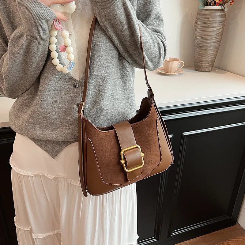 SWIMADE Suede Portable Crossbody Bag, Shoulder Bag Regular Women's Black/Burgundy/Coffee/Brown-16