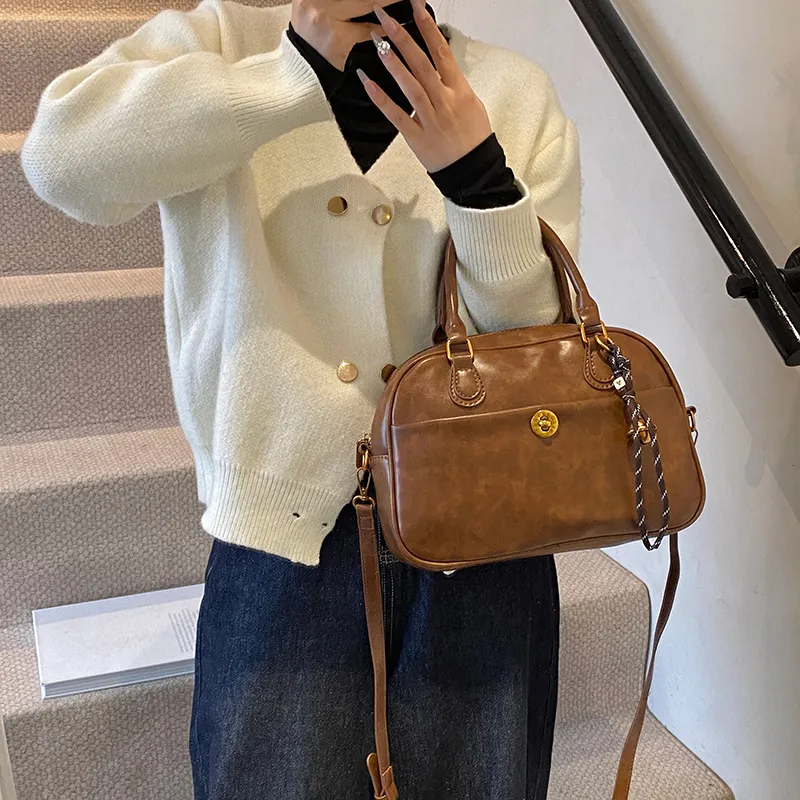 SWIMADE PU Handbag Regular Women's Black/Coffee/Brown-16