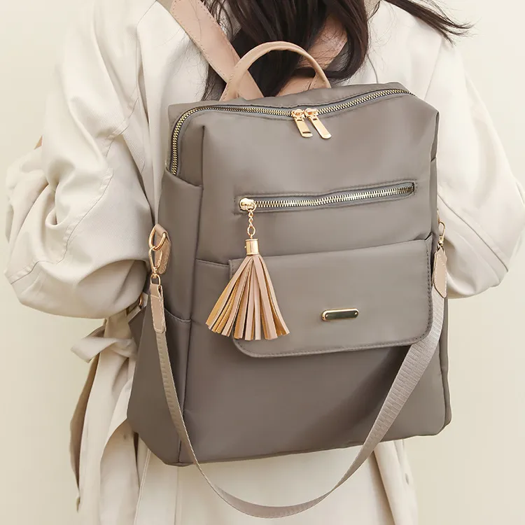 Duoluplo Doron Paul Nylon Backpack Portable One Shoulder Backpack Regular Unisex Black/Khaki/Gray/Beige-6