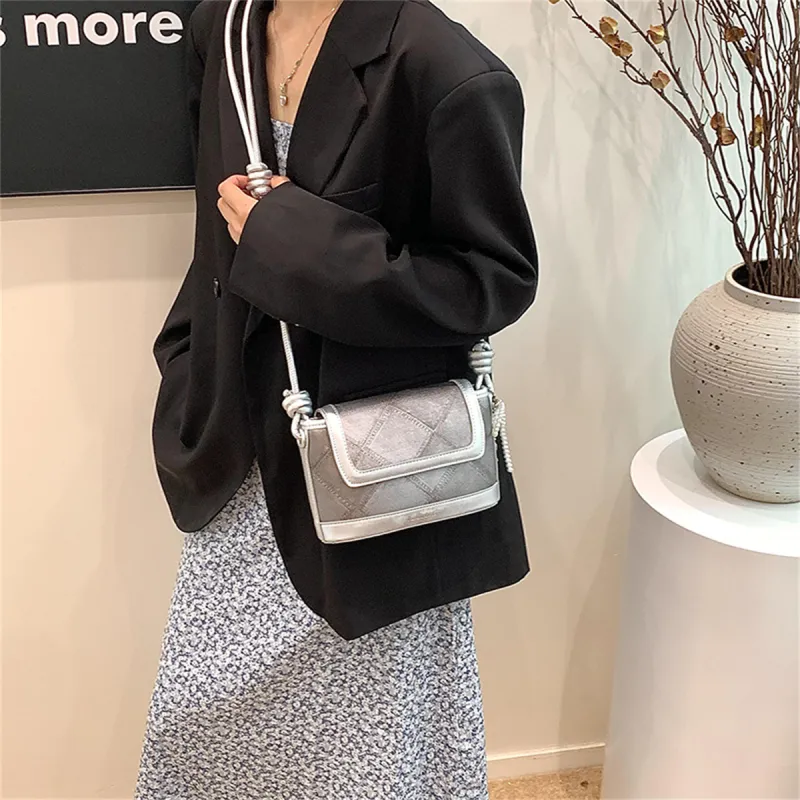 Duoluplo Doron Paul PU Shoulder Bag Women's Black/Ecru/Silver/Blue-20