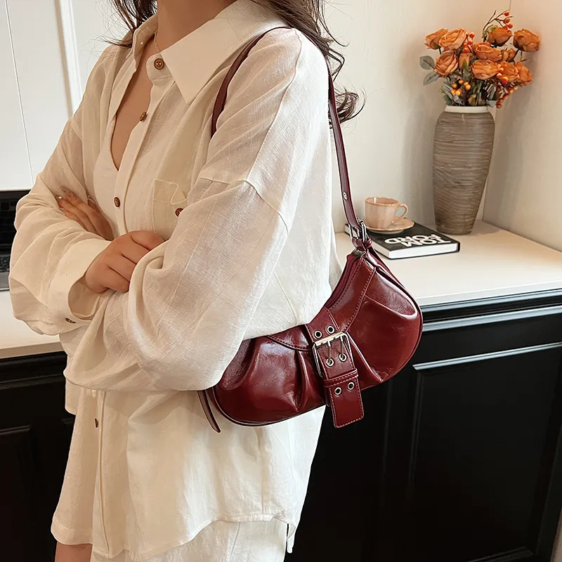 SWIMADE PU Shoulder Bag, Crossbody Bag Women's Red/Black/Silver/Ecru-2