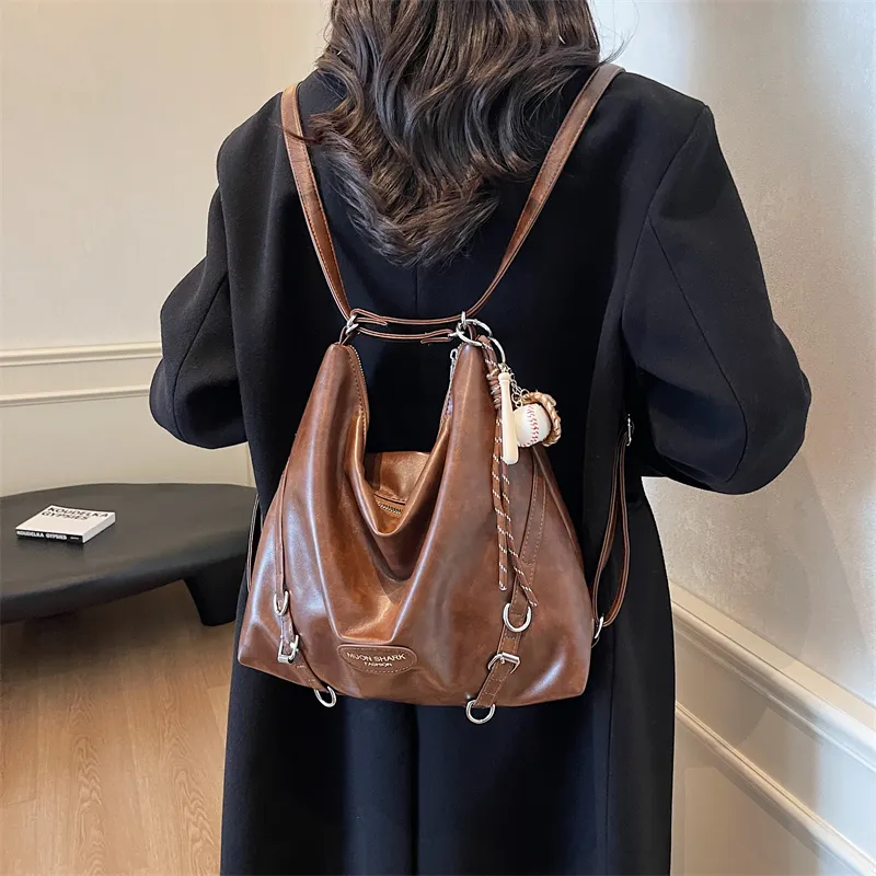 SWIMADE PU Double Shoulder Portable Crossbody Bag, Shoulder Bag Women's Black/Brown/Coffee-22
