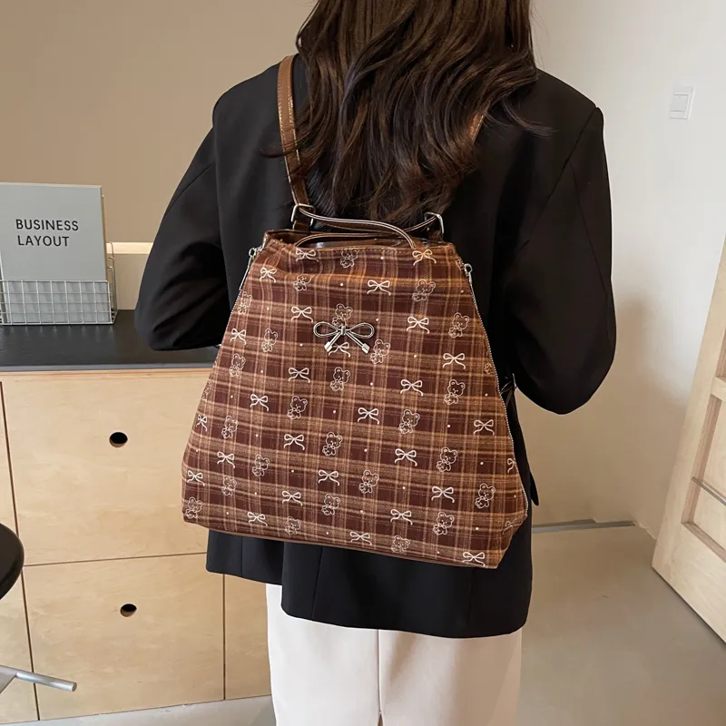 Duoluplo Doron Paul Fabric One Shoulder Handbag Women's Black/Brown-8