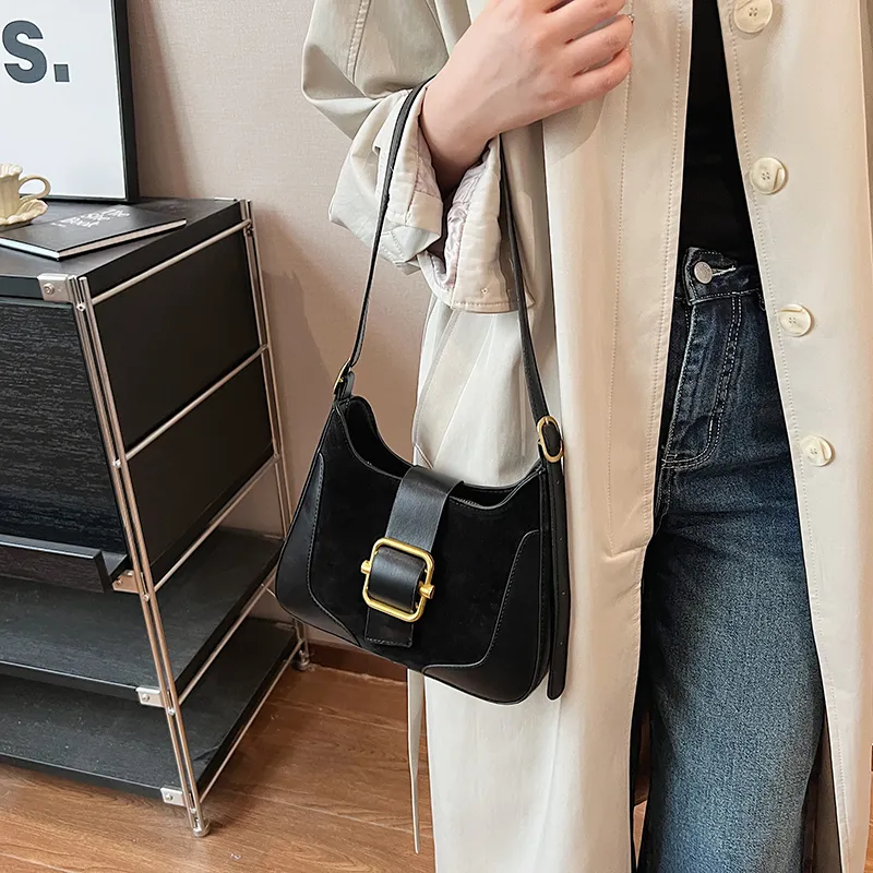 SWIMADE Suede Portable Crossbody Bag, Shoulder Bag Regular Women's Black/Burgundy/Coffee/Brown-1