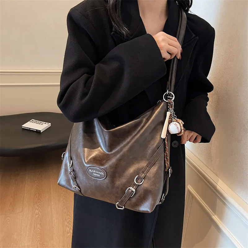 SWIMADE PU Double Shoulder Portable Crossbody Bag, Shoulder Bag Women's Black/Brown/Coffee-27