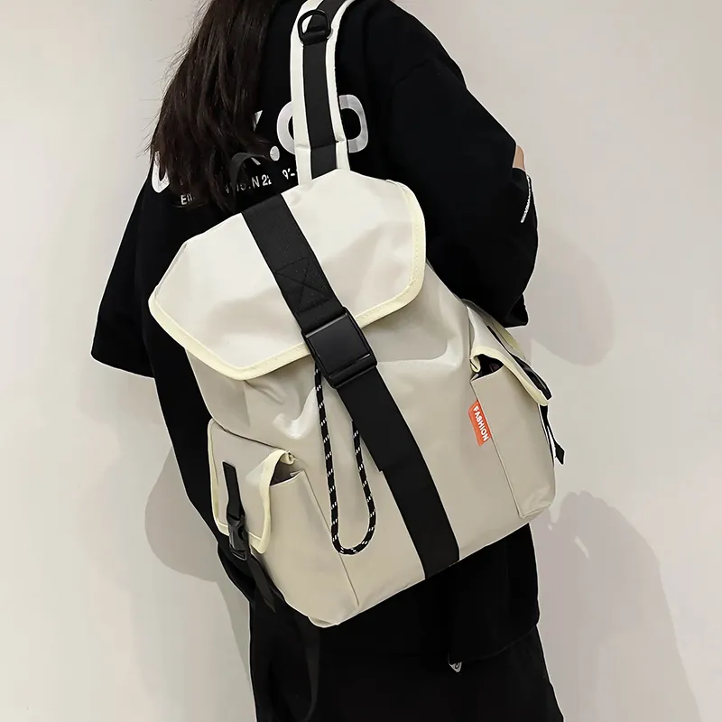 SWIMADE Nylon Backpack Unisex Ecru/Black-1
