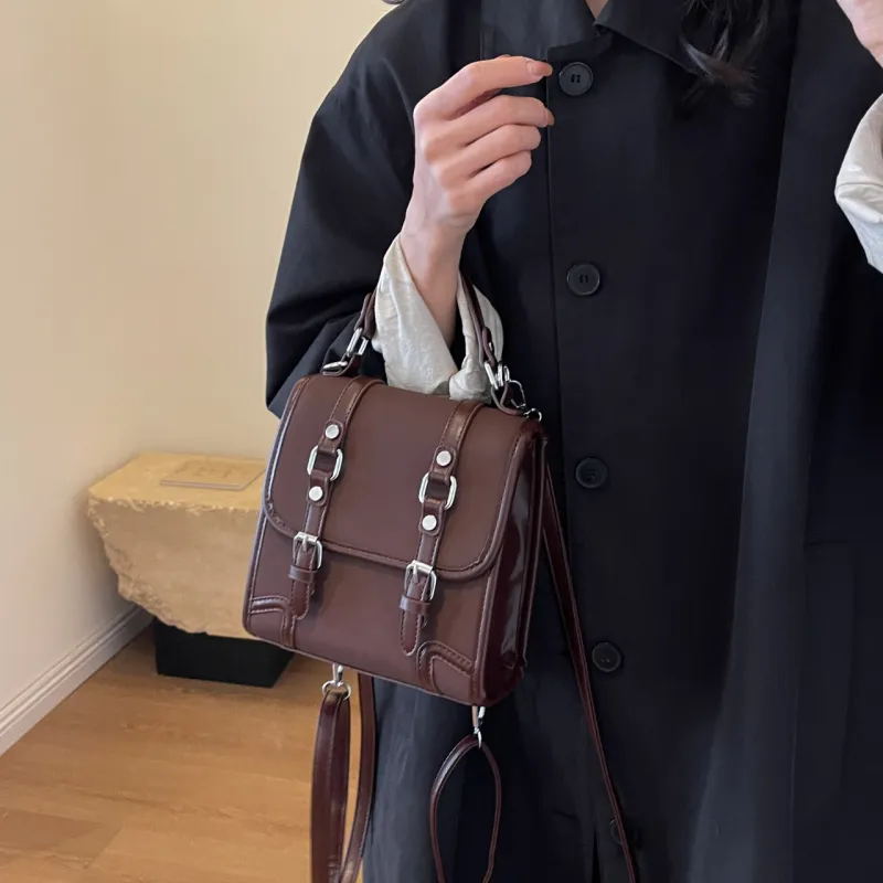 SWIMADE PU Backpack Women's Black/Ecru/Coffee/Brown-9