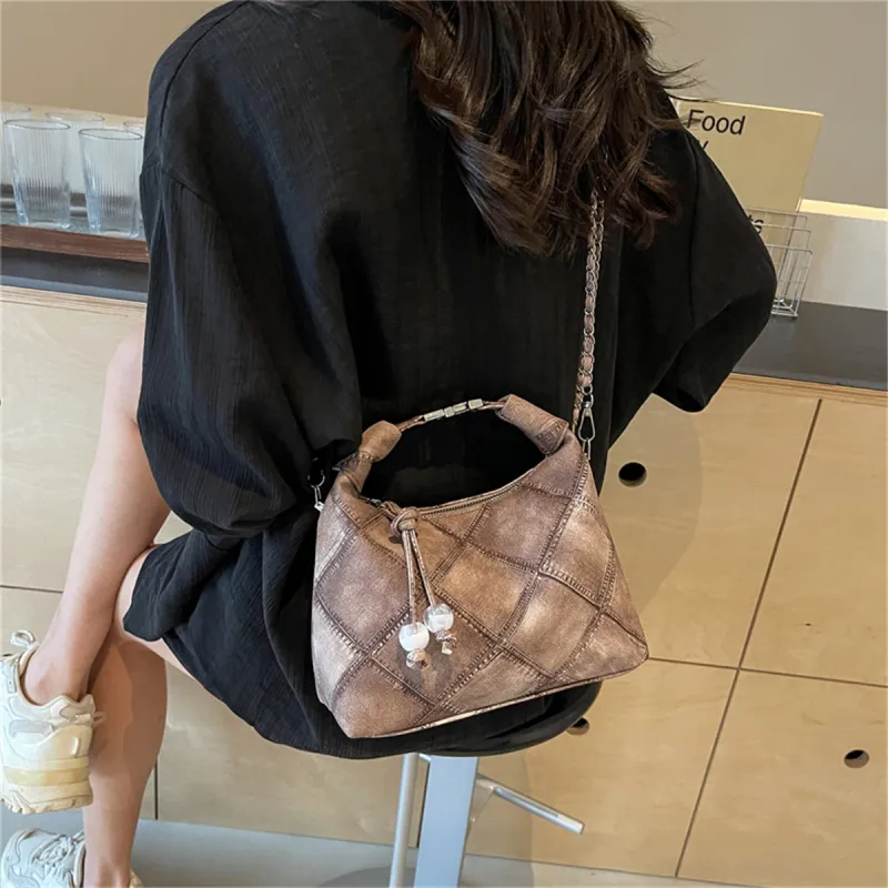 Duoluplo Doron Paul PU Shoulder Bag Women's Black/Blue/Pink/Coffee-24