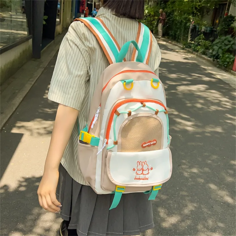 Duoluplo Doron Paul Nylon Backpack Regular Women's Black/Light Blue/Purple/Khaki-6