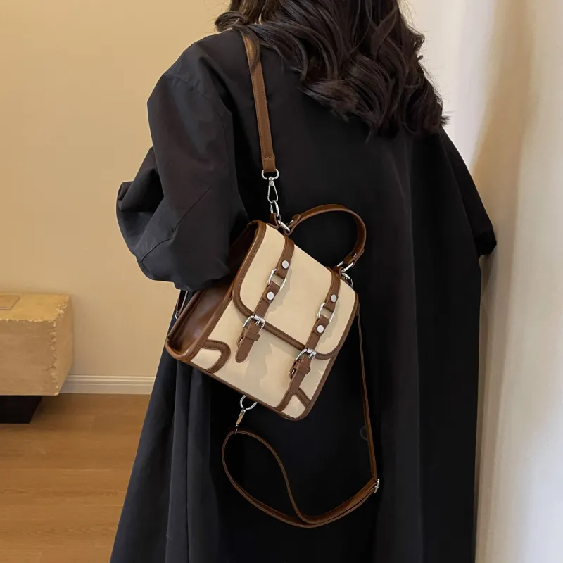 SWIMADE PU Backpack Women's Black/Ecru/Coffee/Brown-17