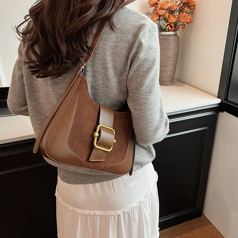 SWIMADE Suede Portable Crossbody Bag, Shoulder Bag Regular Women's Black/Burgundy/Coffee/Brown-17