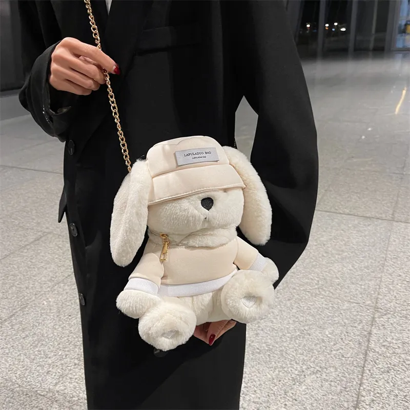 Duoluplo Doron Paul Plush Rabbit Shoulder Bag Regular Unisex White-2