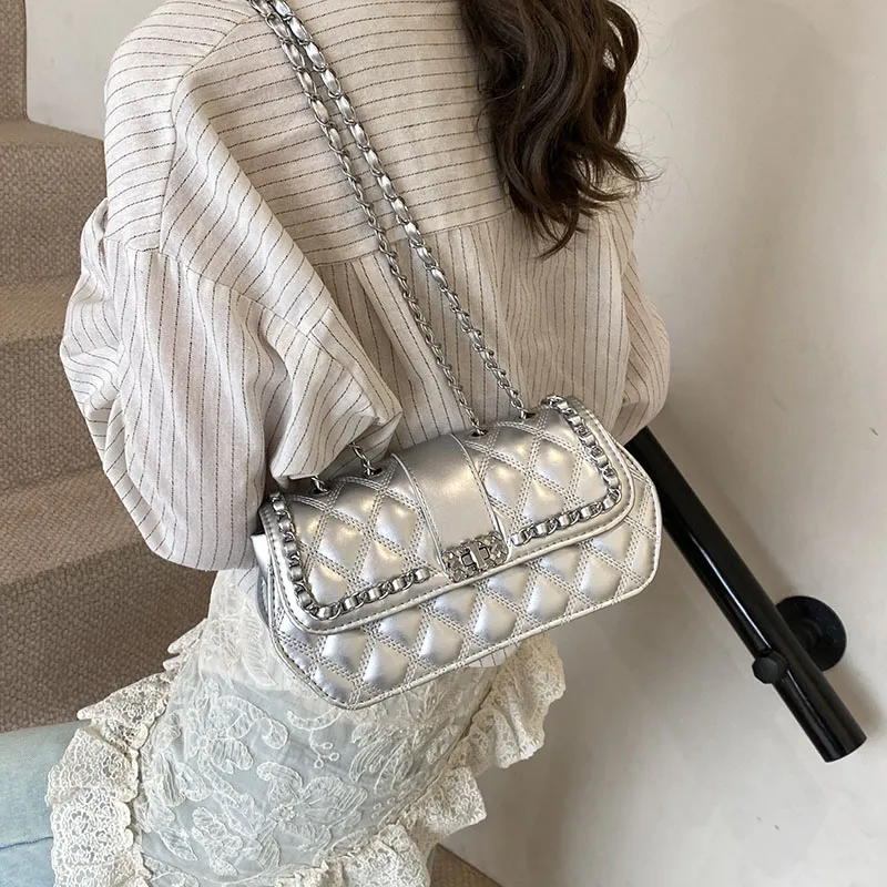 SWIMADE PU Shoulder Bag Women's Ecru/Silver/Black/Coffee-2