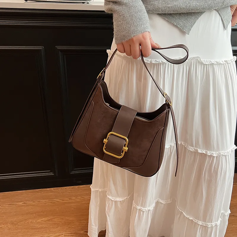 SWIMADE Suede Portable Crossbody Bag, Shoulder Bag Regular Women's Black/Burgundy/Coffee/Brown-11
