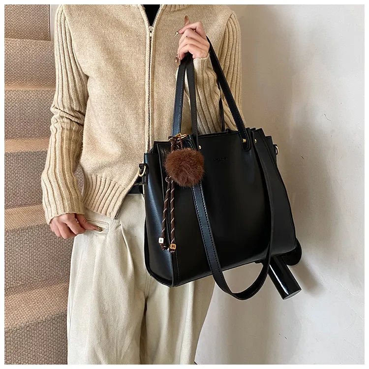 SWIMADE PU Shoulder Bag Women's Black/Coffee/Mocha-4