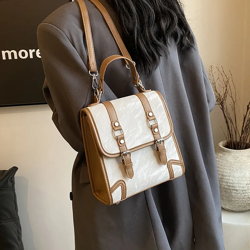 SWIMADE PU Backpack Women's Black/Ecru/Coffee/Brown-40