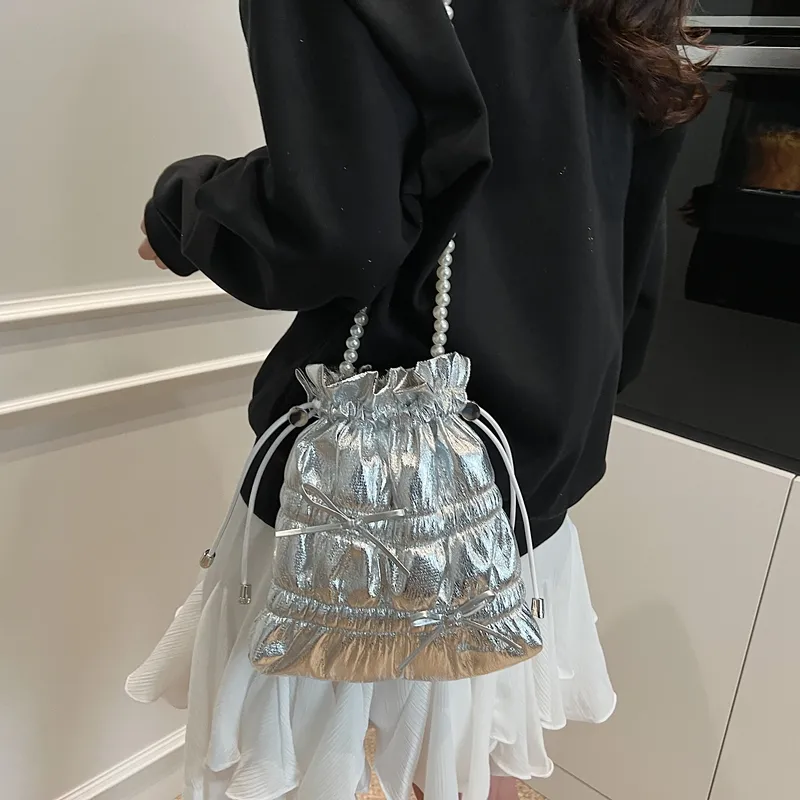 SWIMADE PU Shoulder Bag, Crossbody Bag Regular Women's Silver/Black/Gold-10